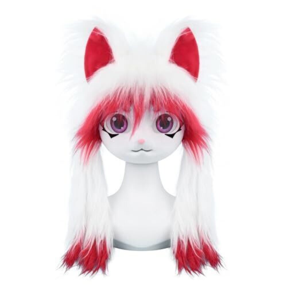 1938 Handmade Faux Fur Animal Cat Full Head Mask Plush Headgear
